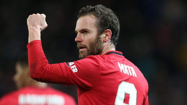 Juan Mata celebrates breaking the deadlock against Wolves