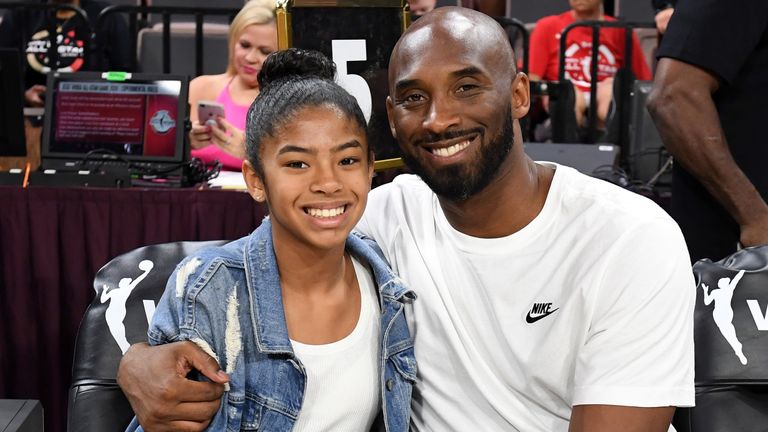 Kobe Bryant and daughter, Gianna attend the WNBA All-Star Game 2019