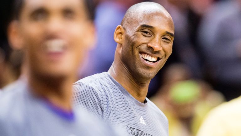 Kobe Bryant warming up prior to a game against the Cleveland Cavaliers in 2016