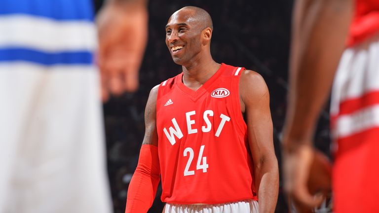 Kobe Bryant on court during the NBA All-Star game in 2016