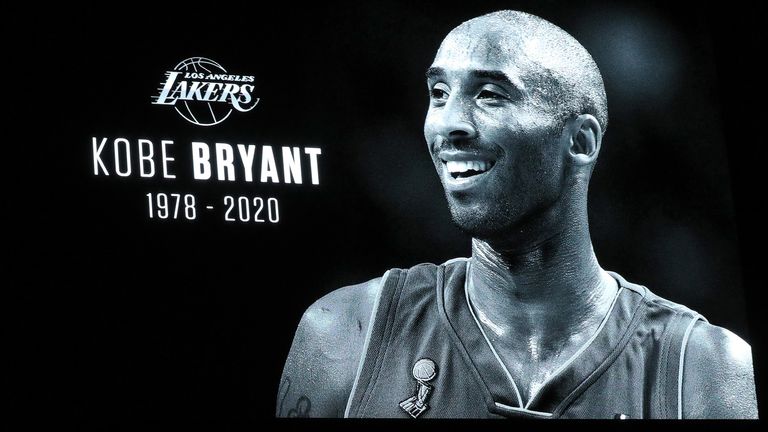 A tribute to Kobe Bryant is displayed at the American Airlines Arena in Dallas