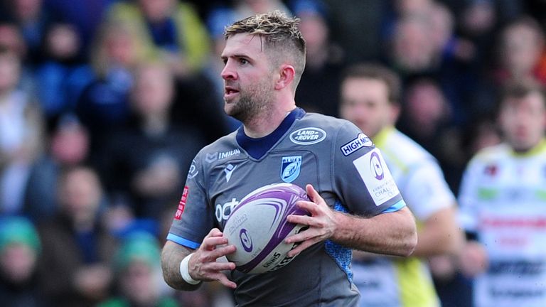 CARDIFF, WALES - JANUARY 18: Lewis Jones of Cardiff Blues scores his sides first try during the European Challenge Cup Round 6 match between the Cardiff Blues and Rugby Calvisano at Cardiff Arms Park on January 18, 2020 in Cardiff, Wales. (Photo by Athena Pictures/Getty Images)