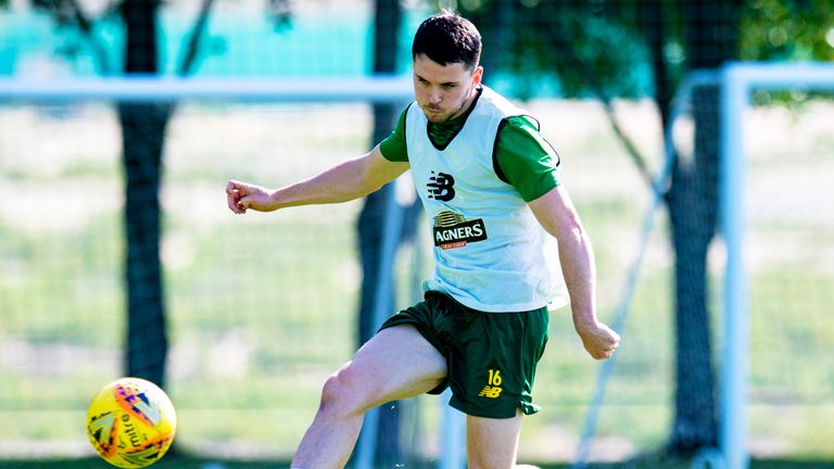 Celtic’s Lewis Morgan during a training session in Dubai