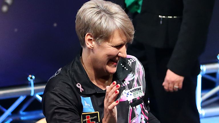 Lisa Ashton celebrates winning during day four of the BDO World Professional Darts Championships 2020 at The O2, London. PA Photo. Picture date: Tuesday January 7, 2020. See PA story DARTS London. Photo credit should read: Steven Paston/PA Wire