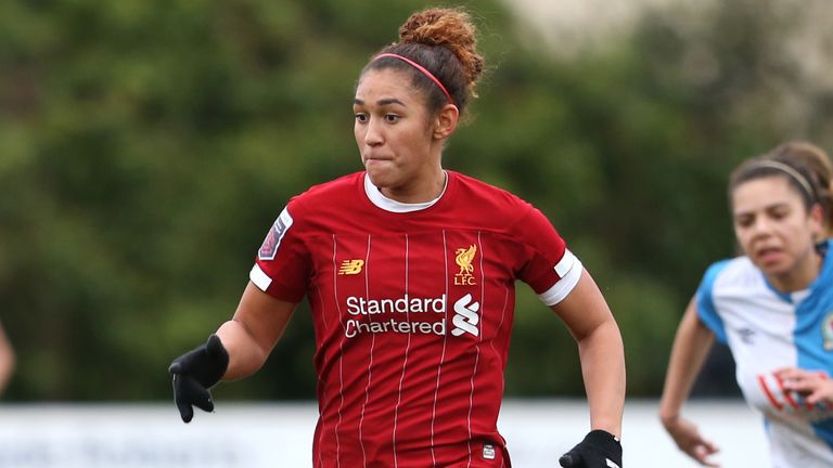 Jade Bailey in action for Liverpool in the FA Cup fifth round against Blackburn