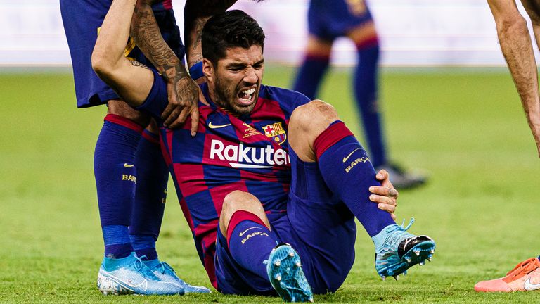 Luis Suarez has undergone surgery on his right knee for the second time in less than a year