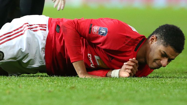 Marcus Rashford aggravated a back injury in the FA Cup win over Wolves