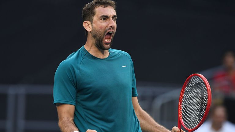 Croatia's Marin Cilic celebrates a point against Spain's Roberto Bautista Agut during their men's singles match on day five of the Australian Open tennis tournament in Melbourne on January 24, 2020.