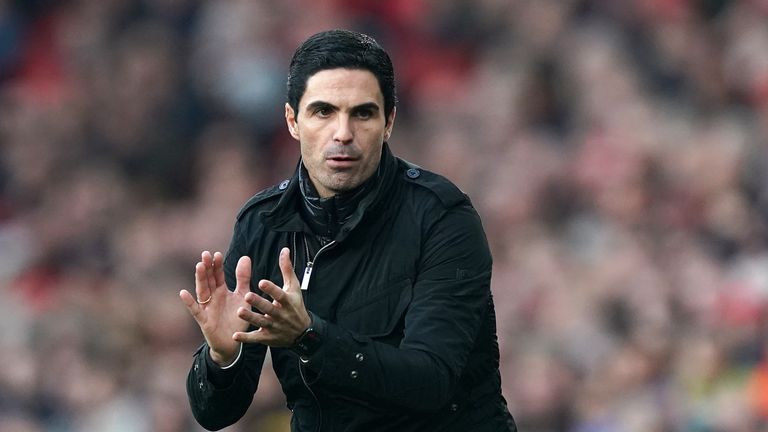 Arsenal manager Mikel Arteta on the touchline during the Premier League match against Chelsea at The Emirates Stadium