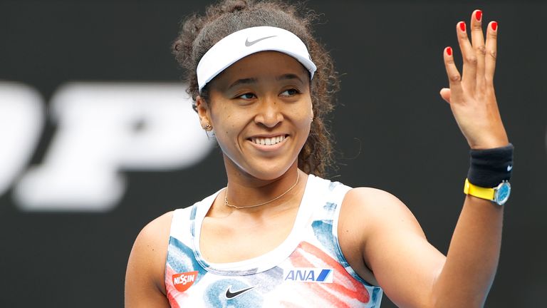 Naomi Osaka of Japan shows appreciation to the crowd after winning her Women's Singles second round match against Saisai Zheng of China on day three of the 2020 Australian Open at Melbourne Park on January 22, 2020 in Melbourne, Australia.
