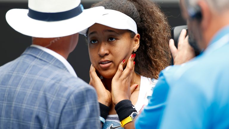 Naomi Osaka of Japan in action her Women's Singles second round match against Saisai Zheng of China on day three of the 2020 Australian Open at Melbourne Park on January 22, 2020 in Melbourne, Australia.