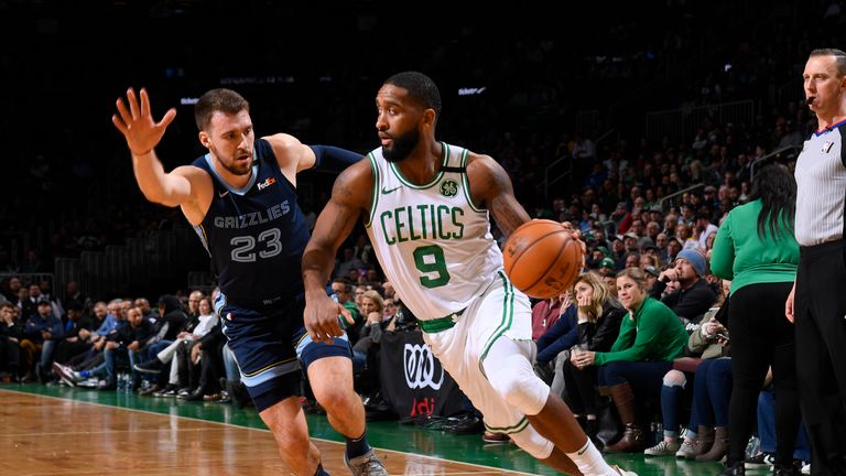 Brad Wanamaker #9 of the Boston Celtics handles the ball against the Memphis Grizzlies on January 22, 2020 at the TD Garden in Boston, Massachusetts. 