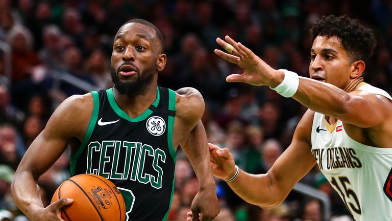 Kemba Walker #8 of the Boston Celtics drives to the basket past Frank Jackson #15 of the New Orleans Pelicans during a game at TD Garden on January 11, 2019 in Boston, Massachusetts. 