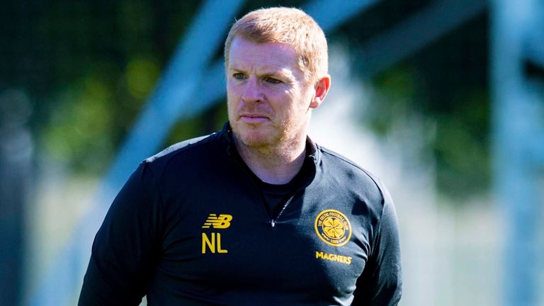 Manager Neil Lennon is pictured during a Celtic training session on January 07, in Dubai, United Arab Emirates. 