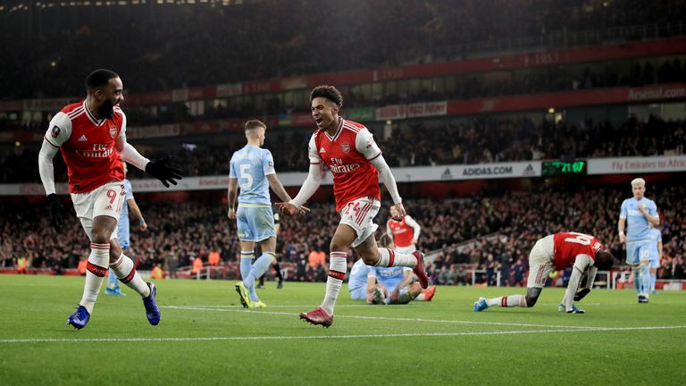 Nelson celebrates scoring in Arsenal's 1-0 win over Leeds in the FA Cup third round