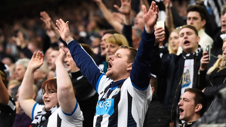 Newcastle United fans during a Tyne-Wear derby against Sunderland