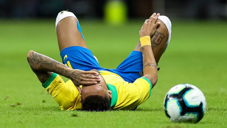 Neymar suffered injuries twice while on international duty for Brazil in 2019