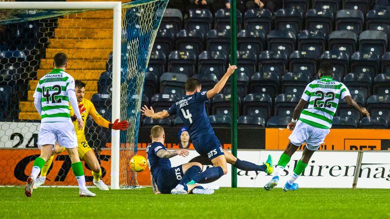 Edouard slides home his 18th goal of the season at Rugby Park on Wednesday