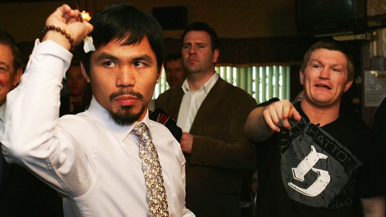 Pacquiao played darts with Ricky Hatton before knocking him out in 2009