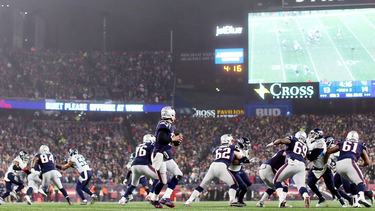 Tom Brady during New England Patriots against the Tennessee Titans in the AFC Wild Card Playoff game 