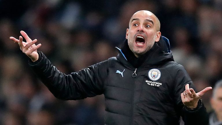 Manchester City boss Pep Guardiola during the FA Cup third round win over Port Vale at the Etihad Stadium