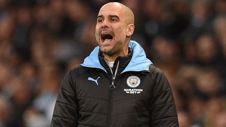 Pep Guardiola during Manchester City vs Crystal Palace at the Etihad Stadium