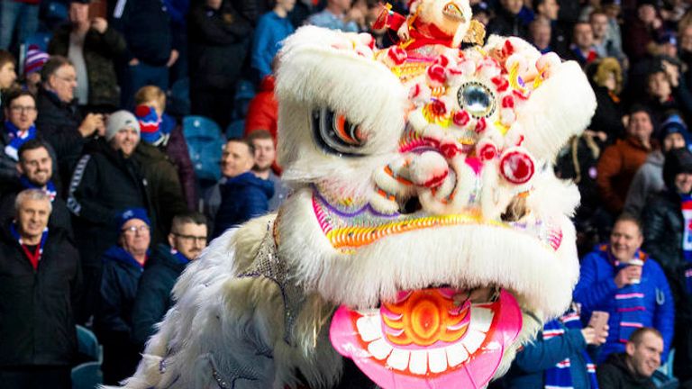 Chinese Rangers' Supporters Club led the celebrations at half-time for Rangers' game against St Mirren