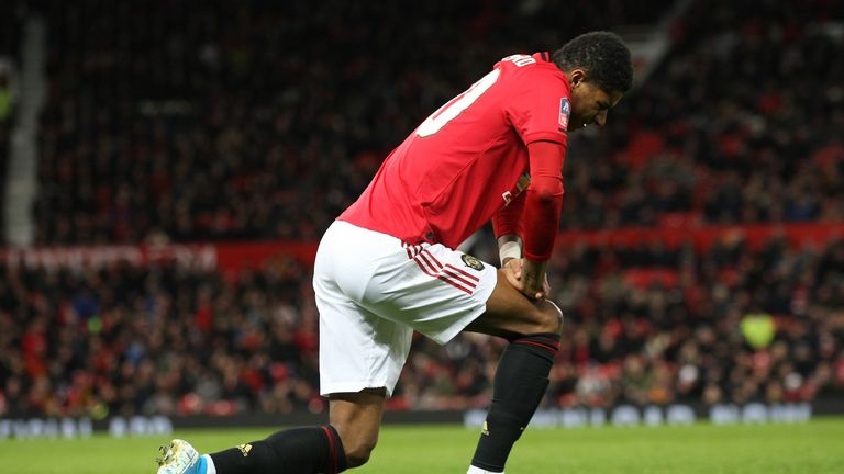 Marcus Rashford was forced off with a back injury shortly after coming on