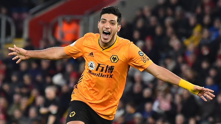 Raul Jimenez celebrates scoring against Southampton