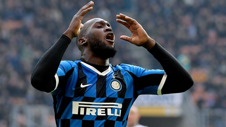 Inter Milan striker Romelu Lukaku shows his despair after missing a chance