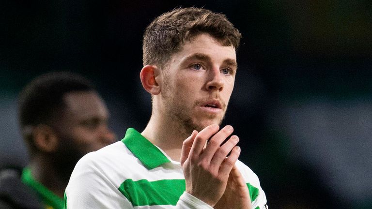Celtic&#39;s Ryan Christie at full time during the Scottish Premiership match with Aberdeen at Celtic Park