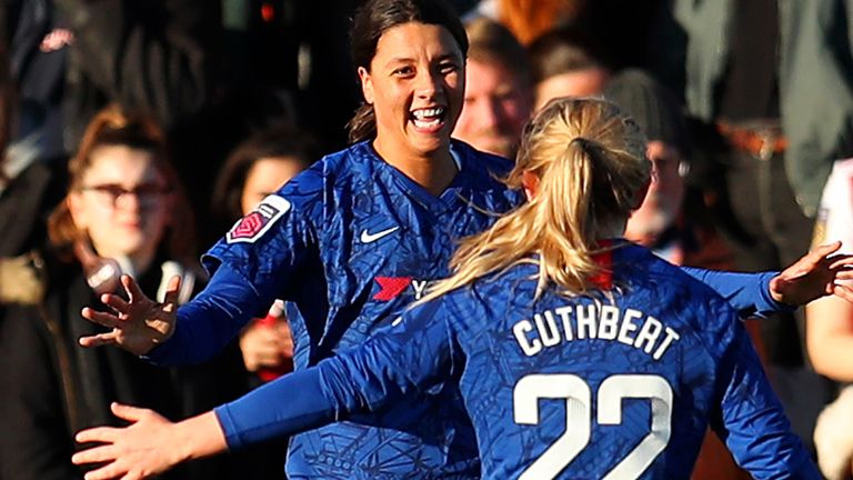 Sam Kerr scored her first Chelsea goal in the 4-1 win at Arsenal