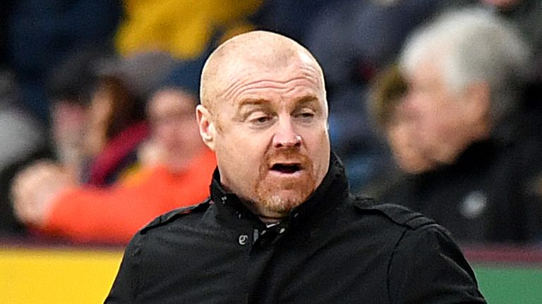 Burnley manager Sean Dyche gestures on the touchline during the FA Cup third round match against Peterborough at Turf Moor