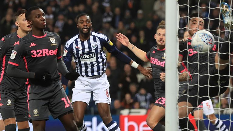 West Bromwich Albion's Semi Ajayi scores their first goal during the Sky Bet Championship match at The Hawthorns, West Bromwich. PA Photo. Picture date: Wednesday January 1, 2020. See PA story SOCCER West Brom. Photo credit should read: Mike Egerton/PA Wire. RESTRICTIONS: EDITORIAL USE ONLY No use with unauthorised audio, video, data, fixture lists, club/league logos or "live" services. Online in-match use limited to 120 images, no video emulation. No use in betting, games or single club/league/player publications.