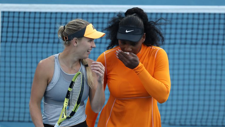 Caroline Wozniacki and Serena Williams teamed up in the doubles at the Auckland Classic