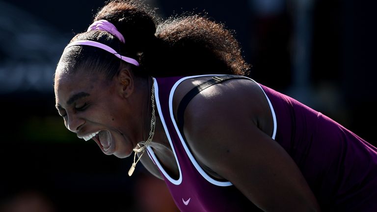 Serena Williams celebrating her long-awaited next WTA title
