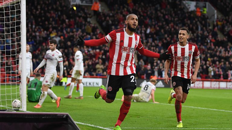 Leon Clarke celebrates Blades' second