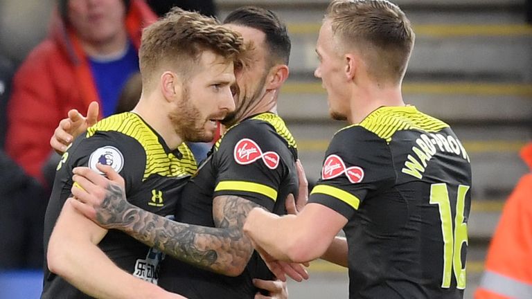 Stuart Armstrong and team-mates celebrate his equaliser