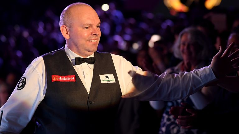Stuart Bingham walks out during the Final of the Dafabet Masters between Stuart Bingham and Ali Carter at Alexandra Palace on January 19, 2020 in London, England