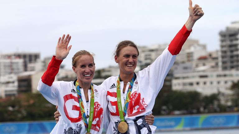 Helen Glover (L) and Heather Stanning (R) won gold in the coxless pair at Rio 2016