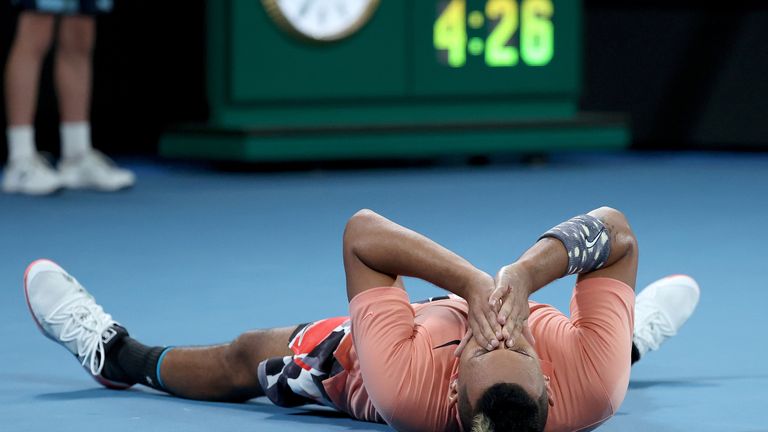 Kyrgios takes in his moment of victory 