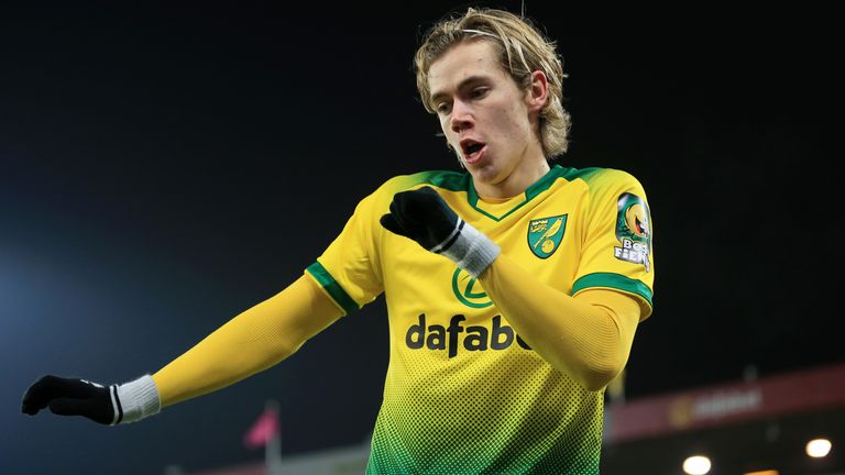 Todd Cantwell celebrates his goal against Crystal Palace