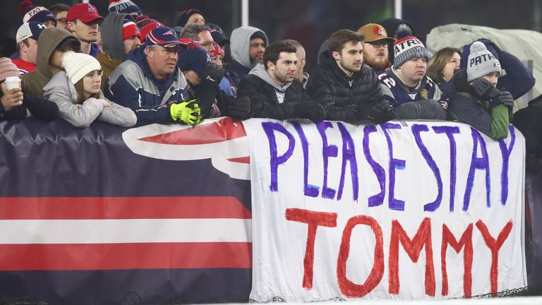 One Patriots fan brought a sign pleading with Tom Brady to sign a new deal