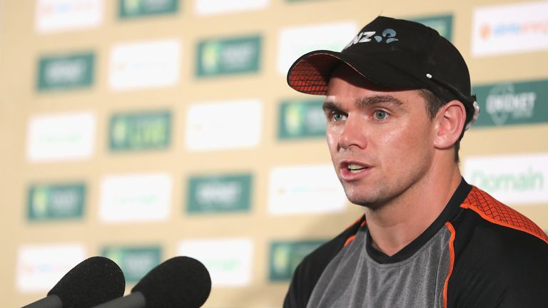 New Zealand's Tom Latham speaks to the media on the eve of the third Test