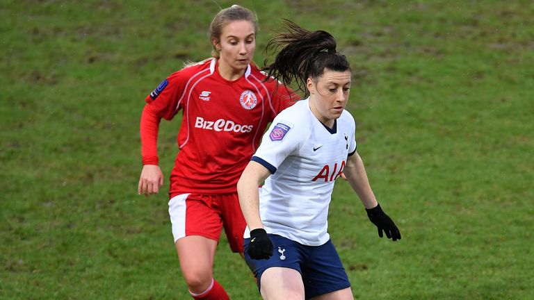 Tottenham's Lucy Quinn holds off Darcie Greene of Barnsley