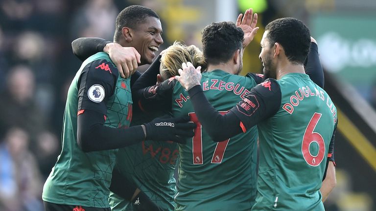 Wesley celebrates his first goal after a run of 12 games without scoring