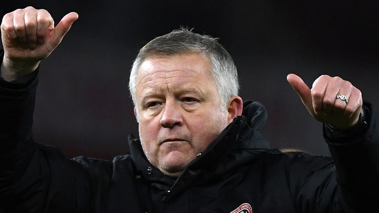 Chris Wilder salutes the Sheffield United fans after his side drew at Arsenal.