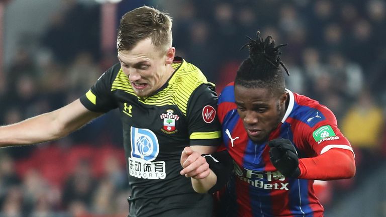 Wilfried Zaha escaped a red card VAR review after colliding with James Ward-Prowse