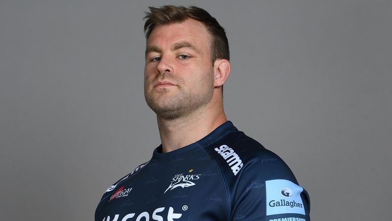 MANCHESTER, ENGLAND - AUGUST 07: Will-Griff John of Sale Sharks poses for a portrait during the Sale Sharks squad photo call for the 2019-20 Gallagher Premiership Rugby season on August 7, 2019 in Manchester, England. (Photo by Shaun Botterill/Getty Images for Gallagher Premiership)