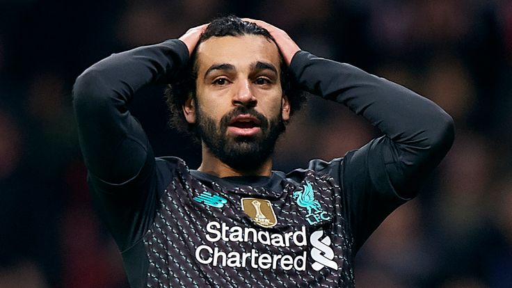 Mohamed Salah has his head in his hands during Liverpool's defeat to Atletico Madrid
